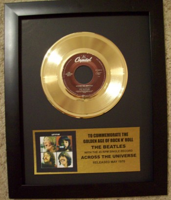 Image for The Beatles "Across the Universe" Gold 45 rpm Record